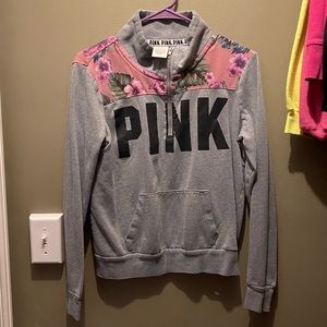 Women’s PINK crew neck quarter length zip up
